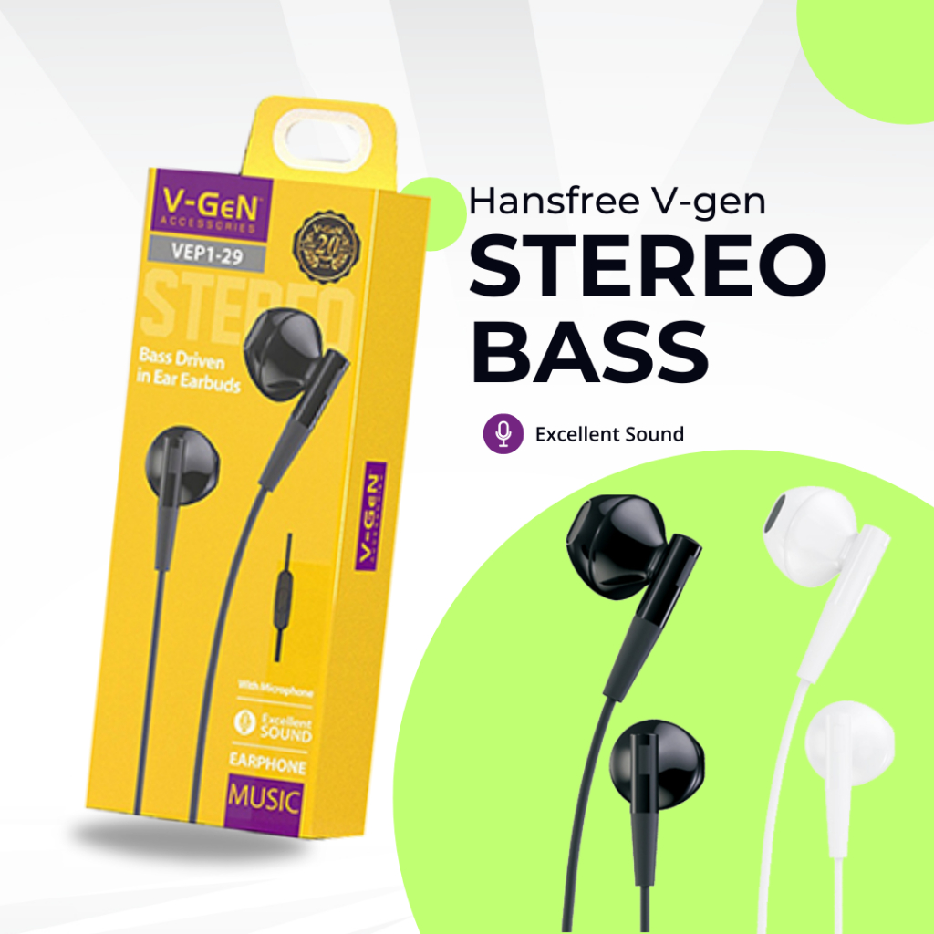 VGEN VEP1-29 Original Earphone Mic Stereo Bass dengan Suara Jernih MURAH