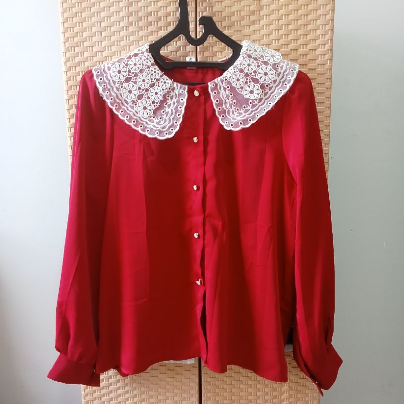 Atasan/ blouse fashion wanita merah maroon