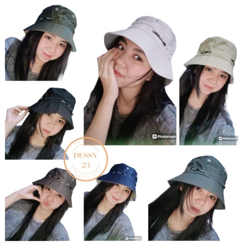 Topi bucket pria/wanita fashion pinggir ada tali dan variasi lobang topi avanture import