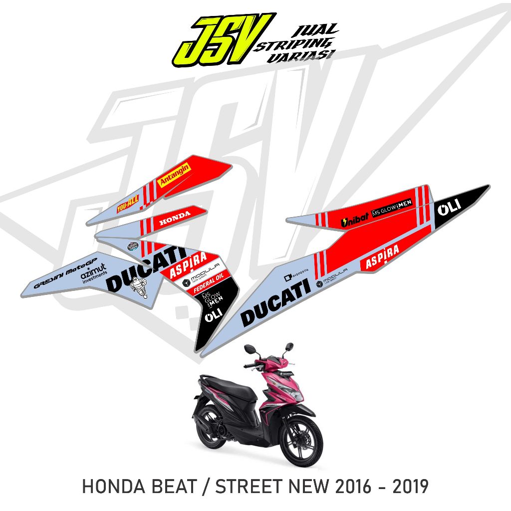 Stiker Motor Honda Beat GRESSINI Livery  Decal BeAt Team DUCATI MotoGP