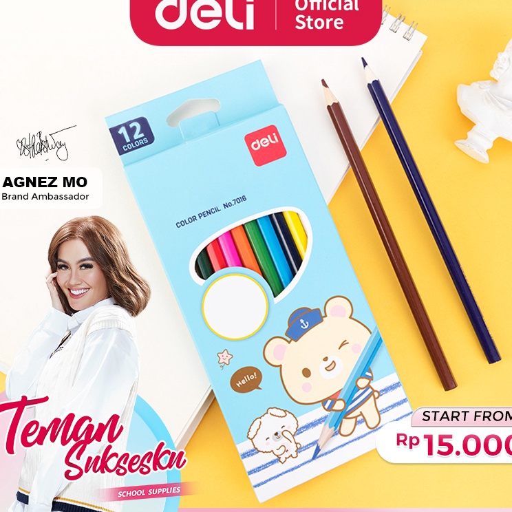 

Grosir Ekonomis Deli pensil warna 122436C warna cerah bentuk hexagonal 716 718 719