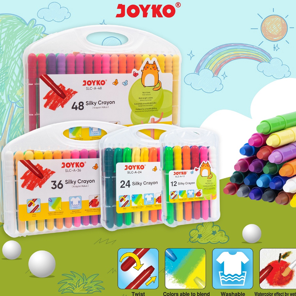 

Paling Heboh Silky Crayon Krayon Halus Joyko SLCA Warna Colors