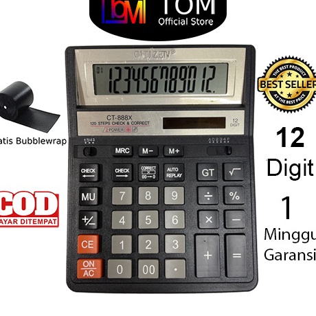 

Diskon Meriah Kalkulator BESAR CT888X 12 Digit Calculator Check Dual 2 Power