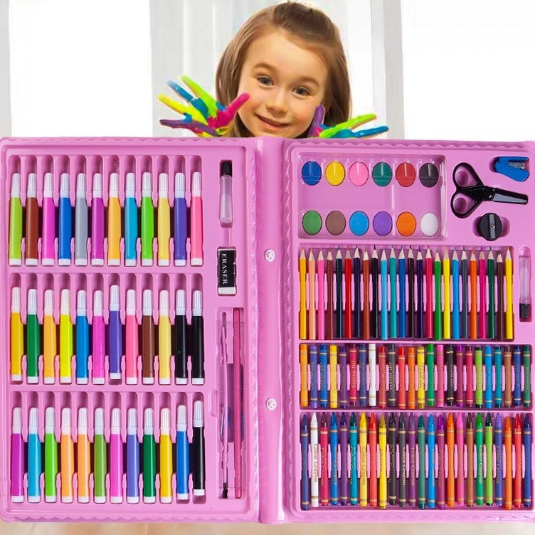 

Penjualan Terkini Perlengkapan Menggambar Krayon Anak Set Koper 15 in 1 Crayon Full Alat Melukis Mewarnai Set KIDS LAND