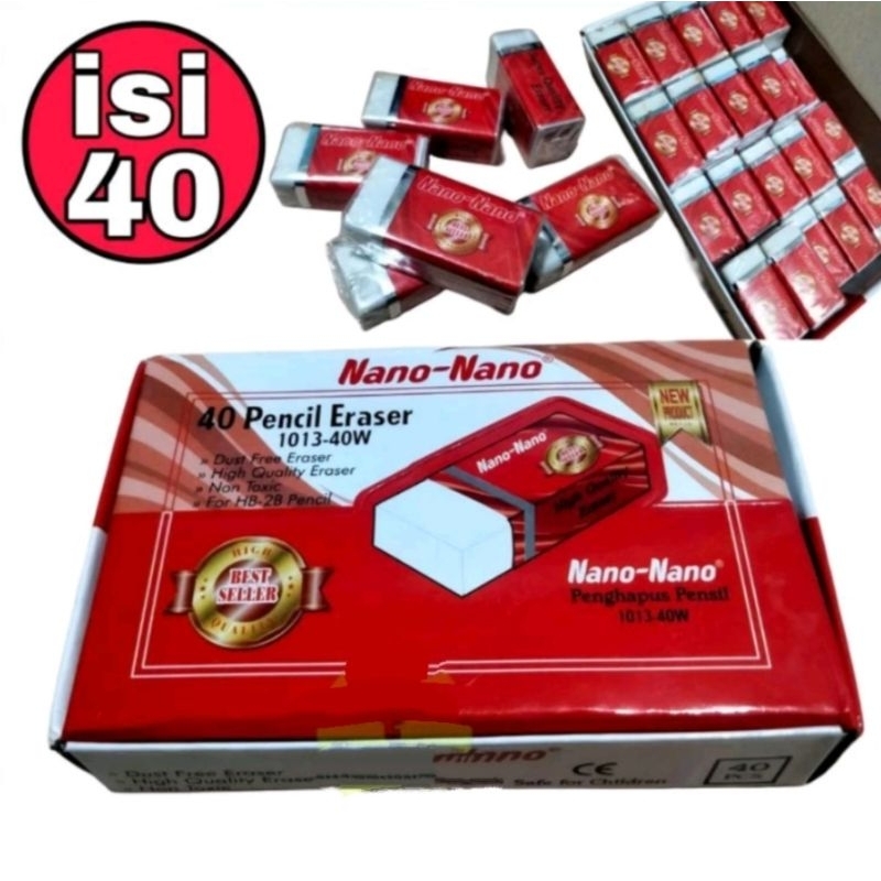 

Penghapus Pensil Putih Nano Nano 1013-40W Isi 40 Pcs