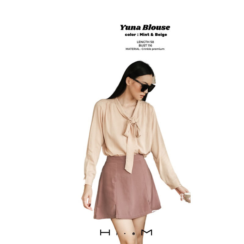 Hi.eM Fashion | Yuna Blouse | Mint & Beige