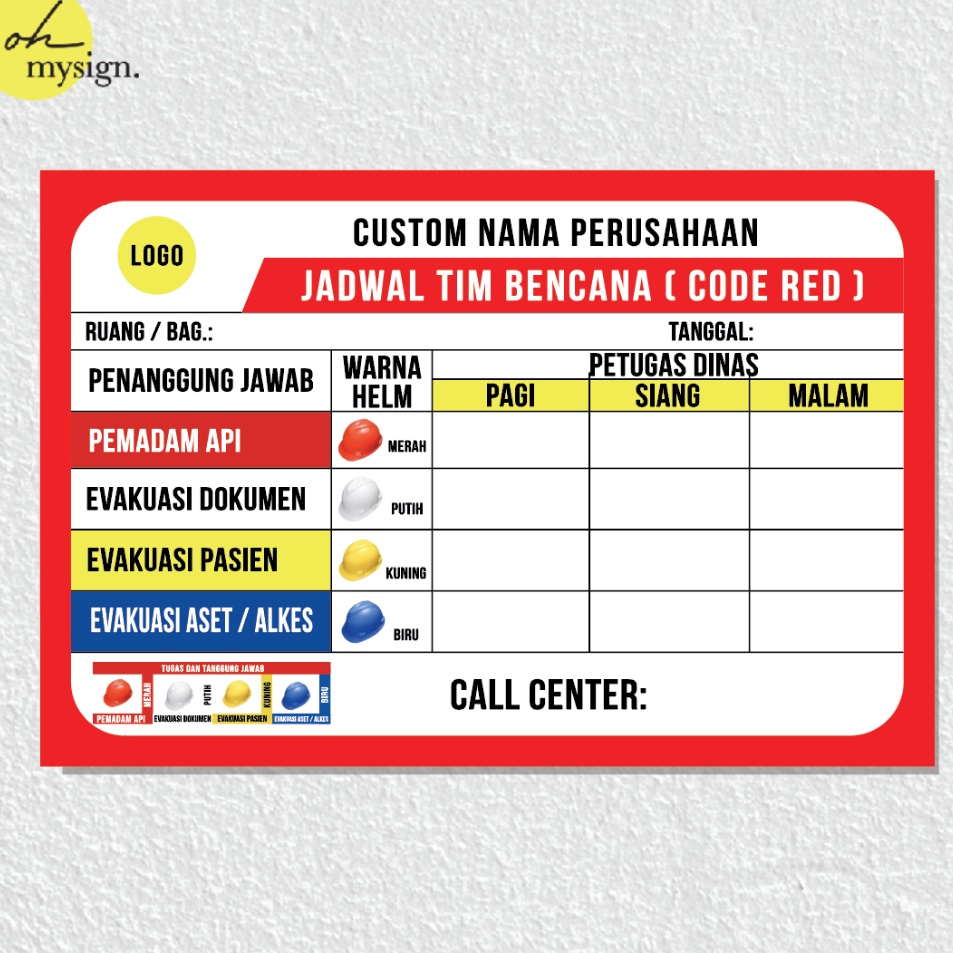 

Hadir Terkeren Papan Code Red Akrilik UV Print Acrylic Papan Jadwal Tim Bencana