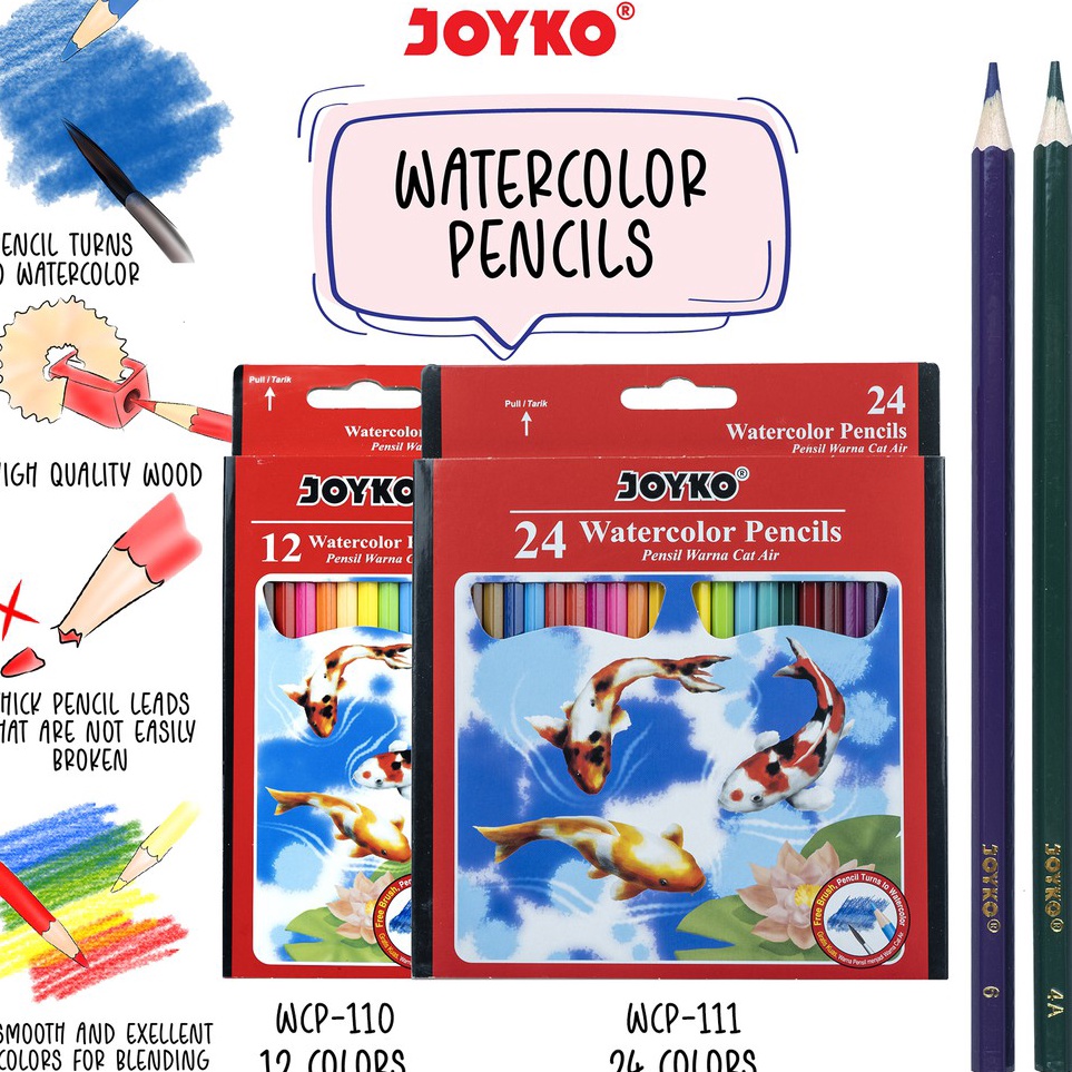 

Garansi Kualitas Joyko Pensil Warna Cat Air Watercolor Pencils Hexagonal Grip