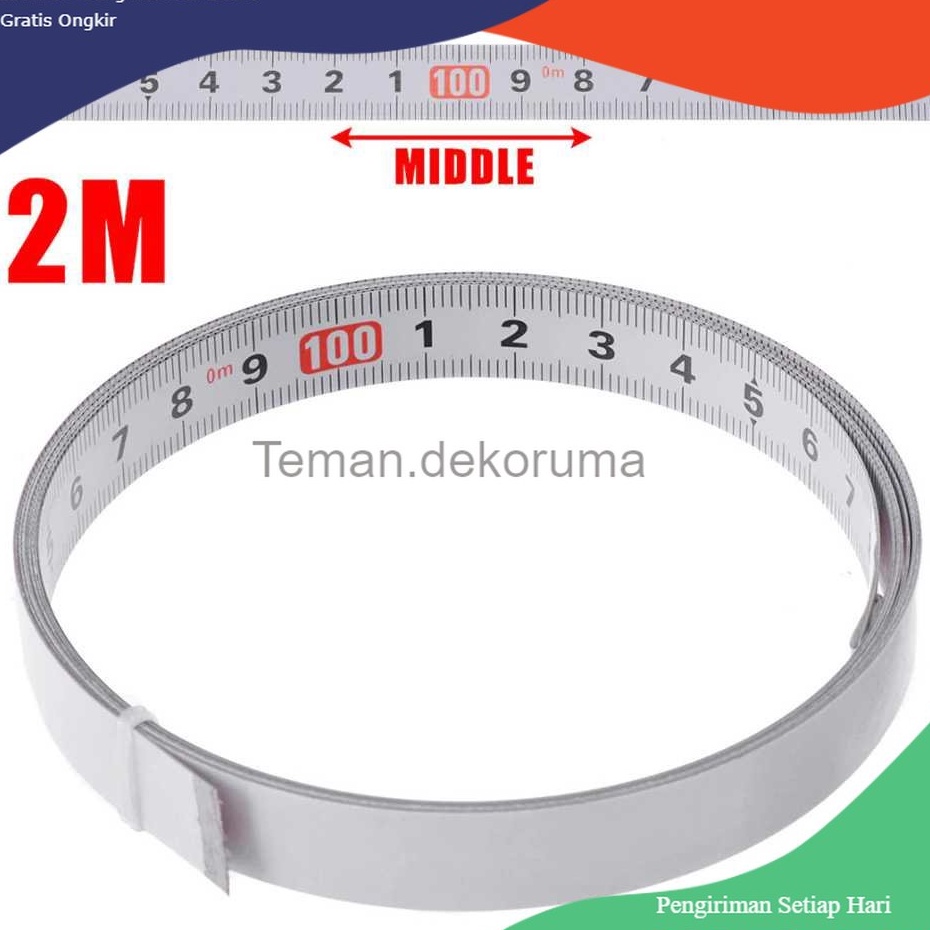 

Baru Aman TD PKK Meteran Adhesive Scale Bar Steel Ruler 2 Meter M3