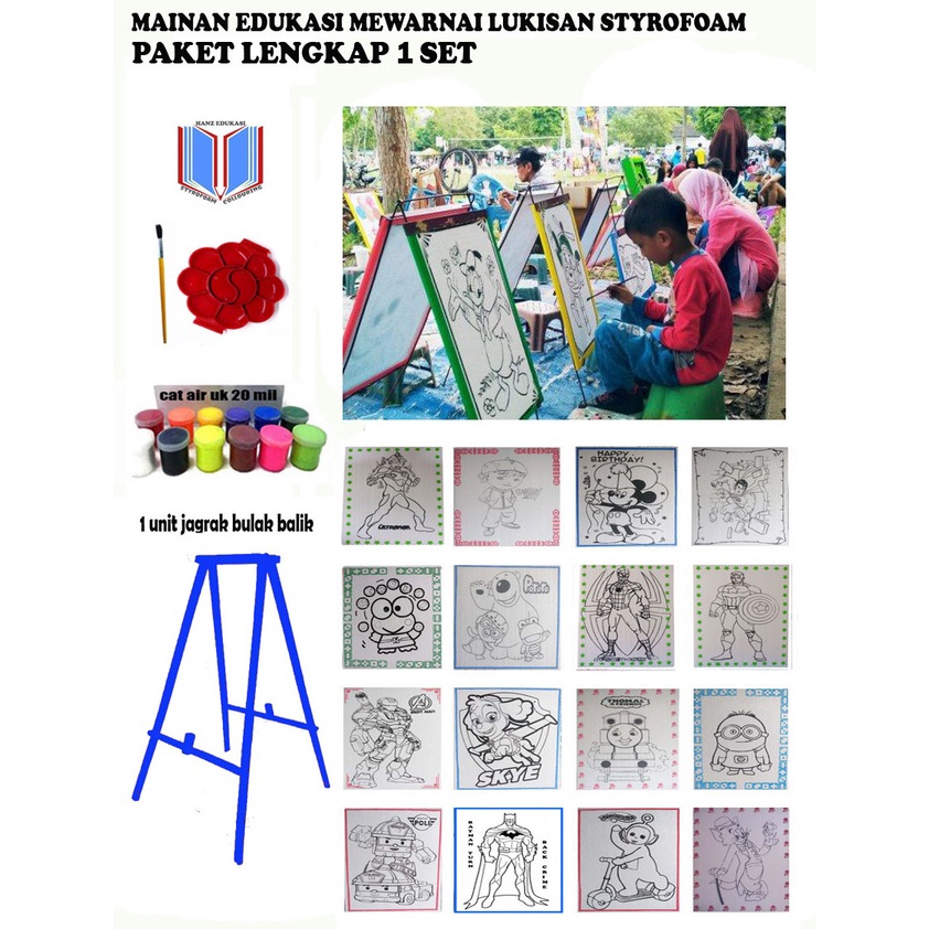 

KODE A3W7 Mainan anak anak yang lagi viral mewarnai styrofoam lukis lengkap 1 set