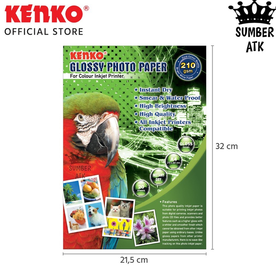 

Sedang Diskon Photo Paper KENKO 21 GSM Kertas Cetak Foto Glossy Size A4 2 Lembar 1 PCS