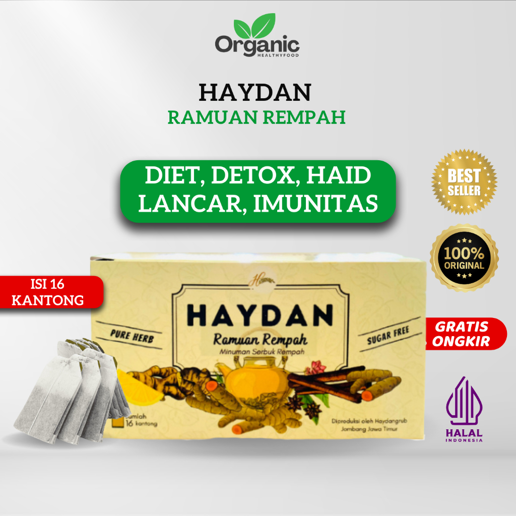 

Teh Detox | Ramuan Rempah Haydan | DIET + HAID LANCAR | Detoks | JSR | Teh Celup Rempah | Imunitas