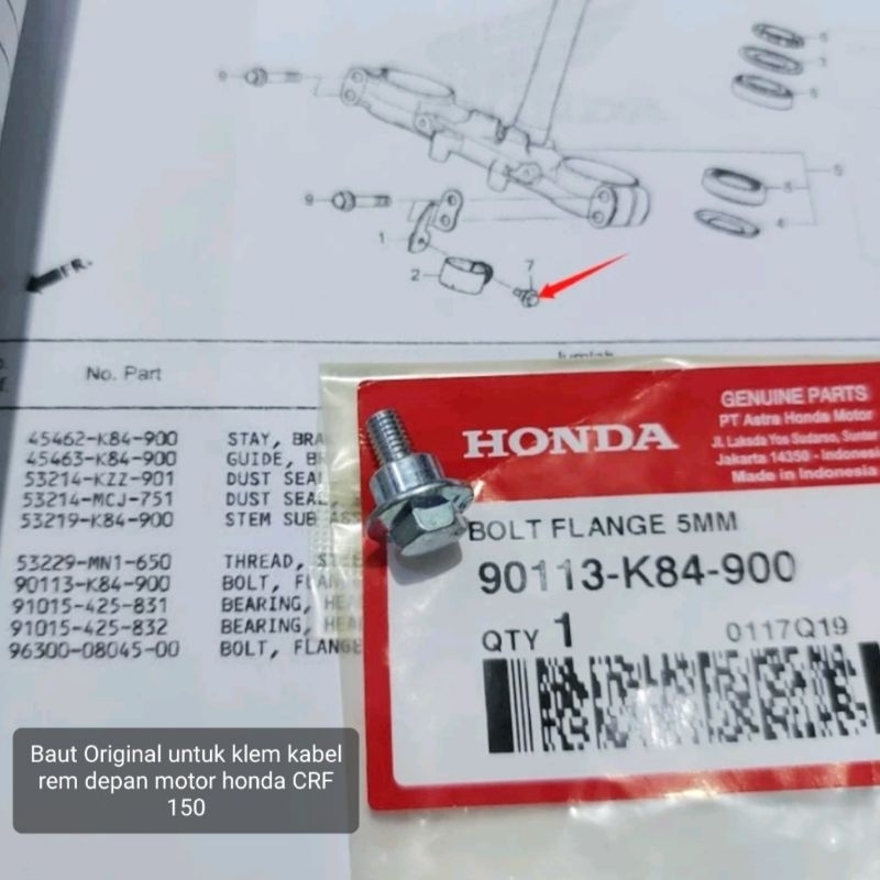 BAUT ORIGINAL UNTUK KLEM KABEL REM DEPAN MOTOR HONDA CRF 150 TERLARIS