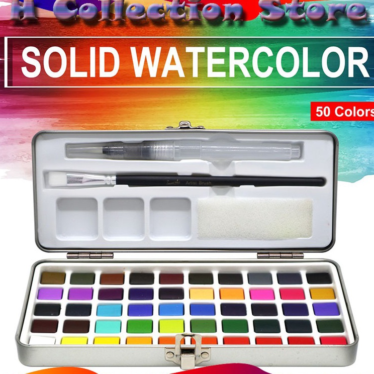 

Penjualan Meriah Watercolor Paint Cat Air Free Brush 5729 Warna Air Tin Box Set