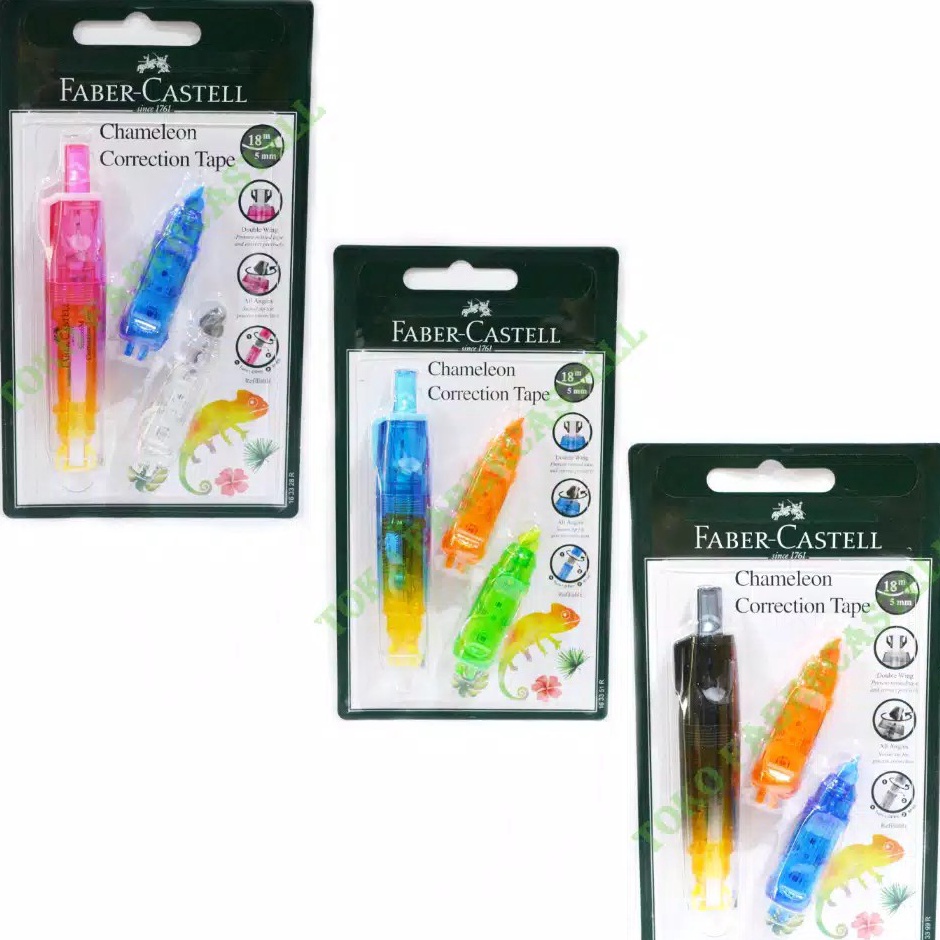 

KODE V48L Correction Tape Chameleon Faber Castell Gratis 2 buah Refill Correction Tape QJR 56 Chameleon