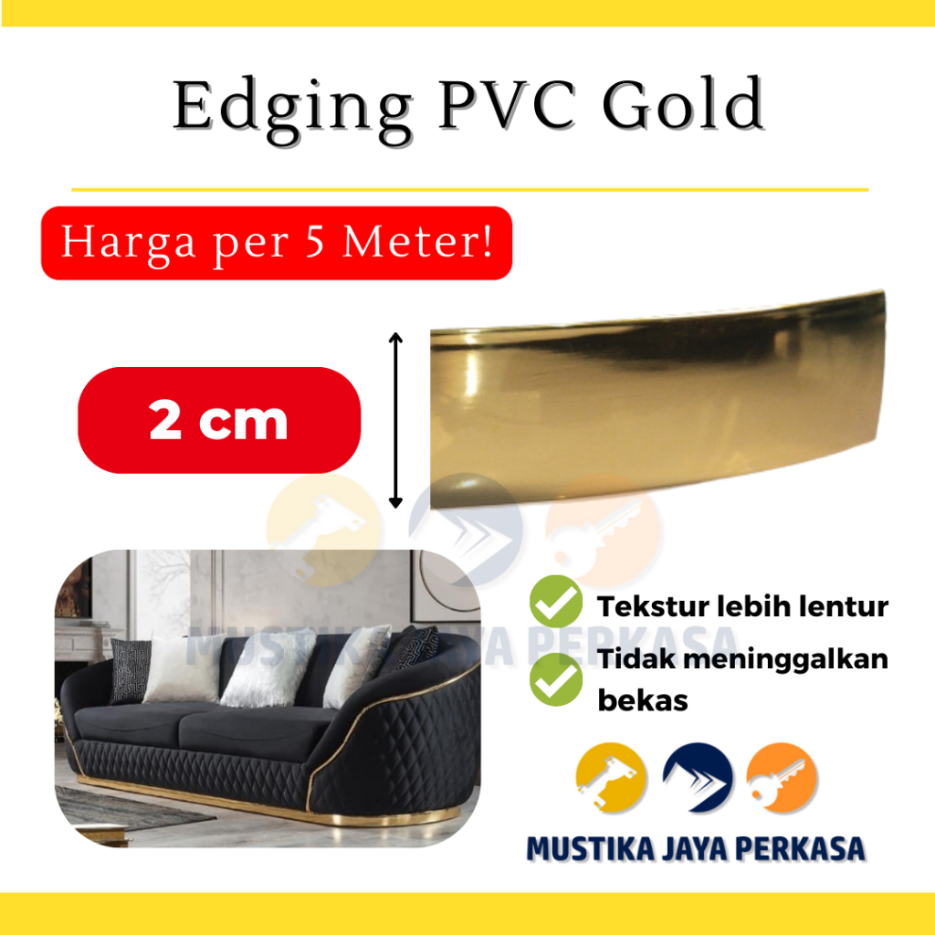 Promo Bulan Ini (Per 5 Meter) Edging Pvc Gold / Edging Sofa Gold 1 X 20 Mm