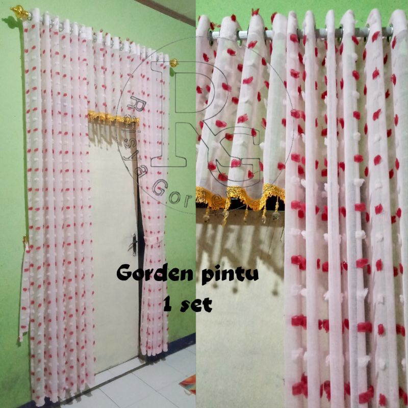 Gorden 1 Set  pintu kamar tidur bahan ruby,ah