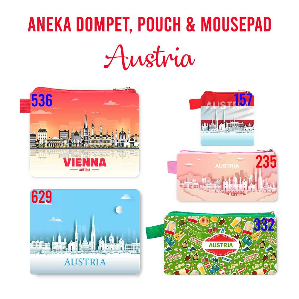 Austria Souvenir Dompet Pouch Mouse Pad Pin Magnet Gantungan Kunci Landmark Oleh Oleh Negara