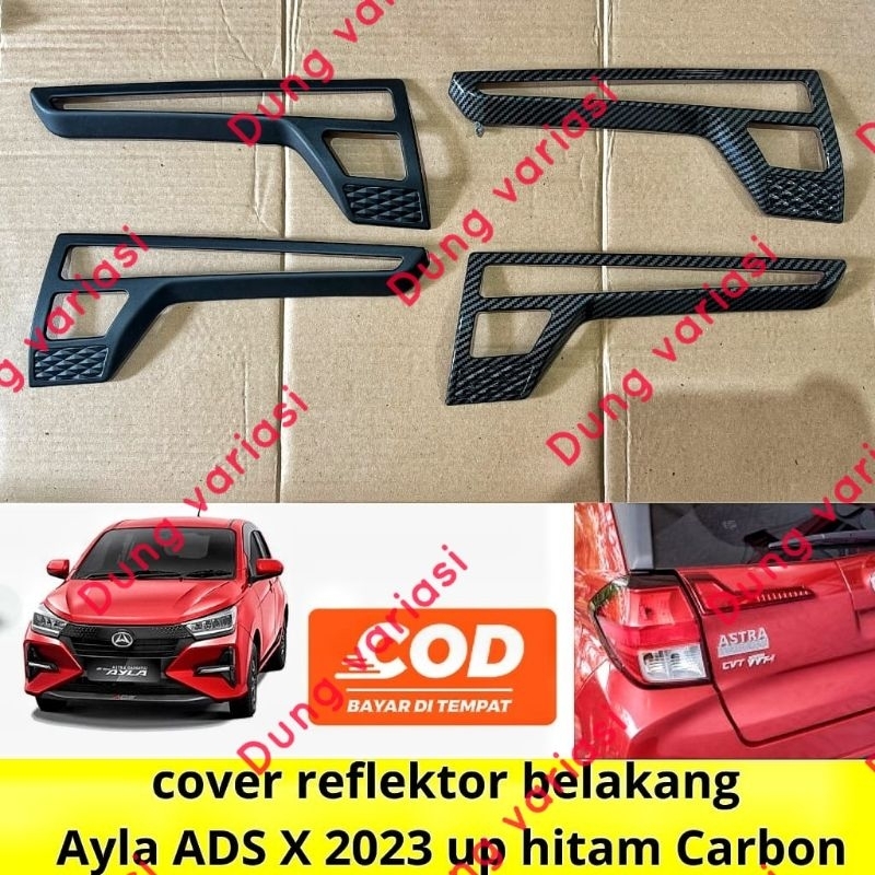 cover reflektor belakang Ayla ADS X hitam carbon 2023 up
