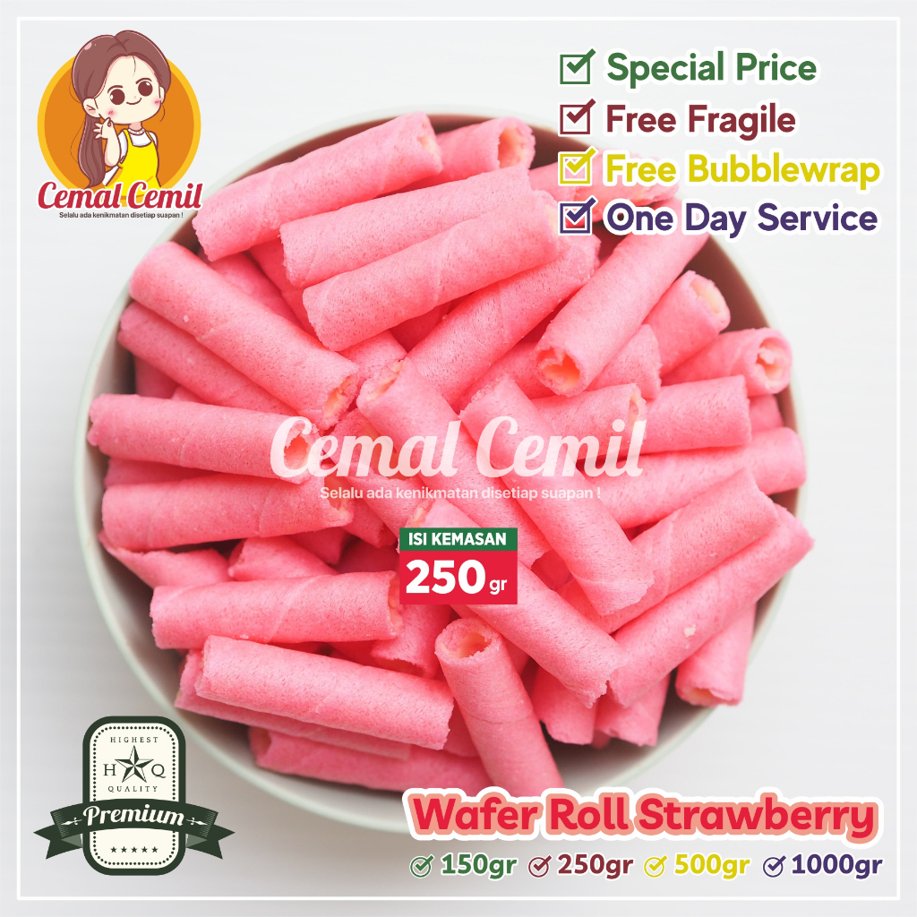 

Cemal Cemil : Wafer Roll Strawberry 250gr-Snack/Cemilan/Camilan