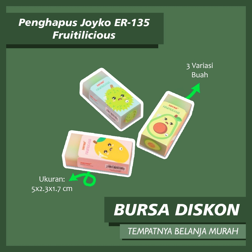 

Penghapus Eraser Joyko ERT-135 Fruitilicious setip stip Eraser hapusan pensil