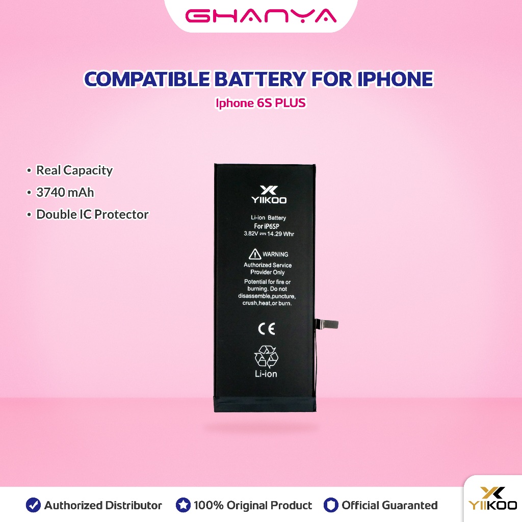 YIIKOO Baterai Iphone 6S PLUS 6S+ Batre Batrai Battery Dual IC Protection Double Power Original Appl