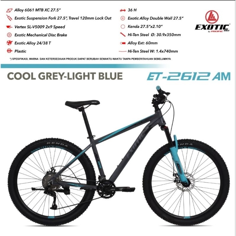 Sepeda Gunung MTB EXOTIC 2612 AM Alloy 27'5Inch