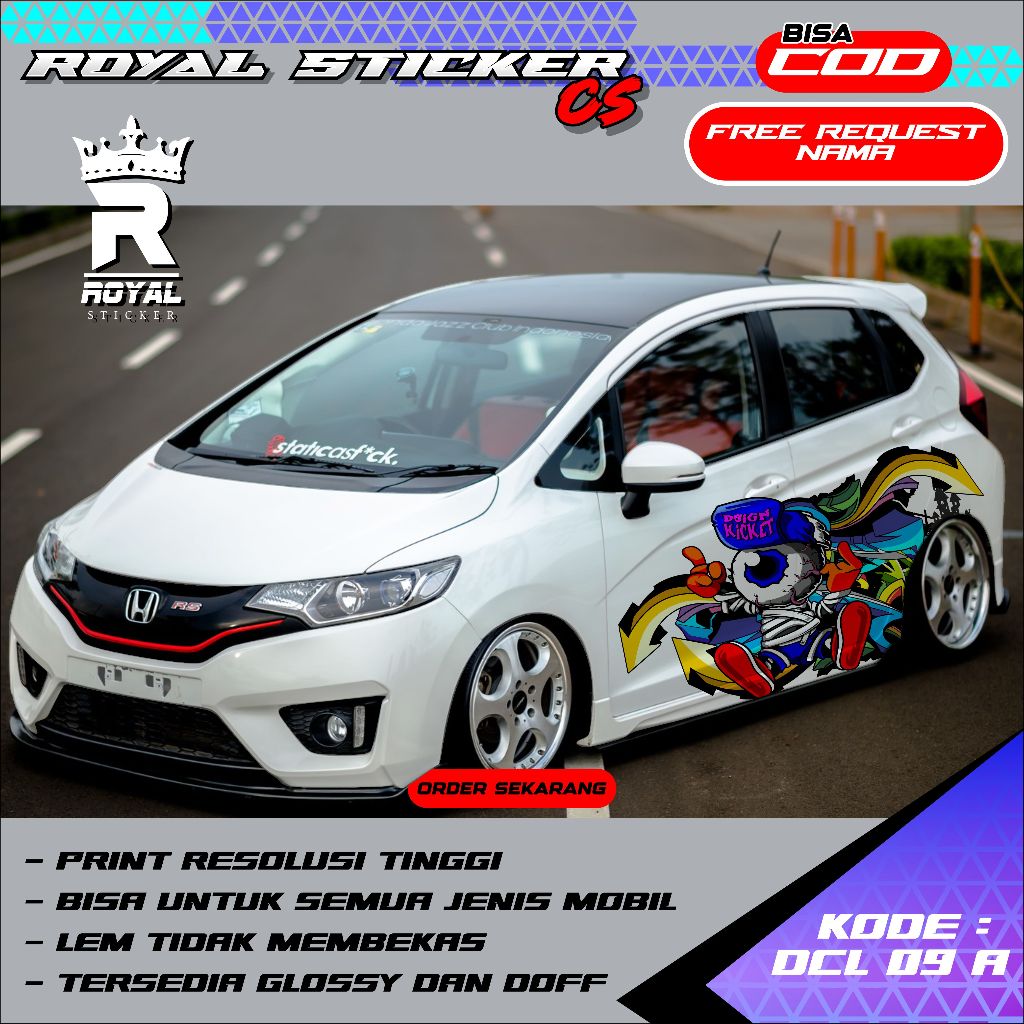 DECAL MOBIL BRIO JAZZ AGYA AYLA CALYA DESAIN MONSTER SONIC TERBARU UNTUK SEMUA JENIS MOBIL HATACHBAC