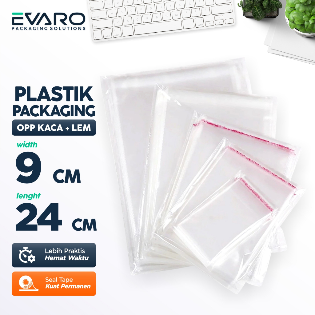 

EVARO - OPP LEM PLASTIK KACA 100 Lembar 1 pack Ukuran 9 x 24 CM