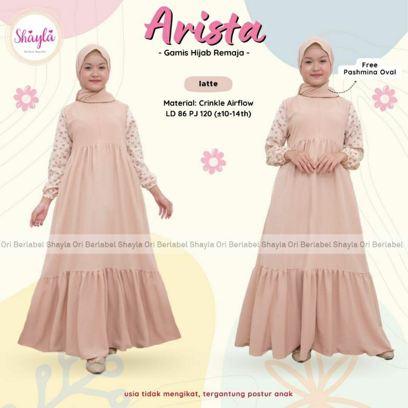 ARISTA GAMIS HIJAB REMAJA/DREES SET HIJAB ANAK/DRESS SET HIJAB REMAJA/DRESS KEKINIAN