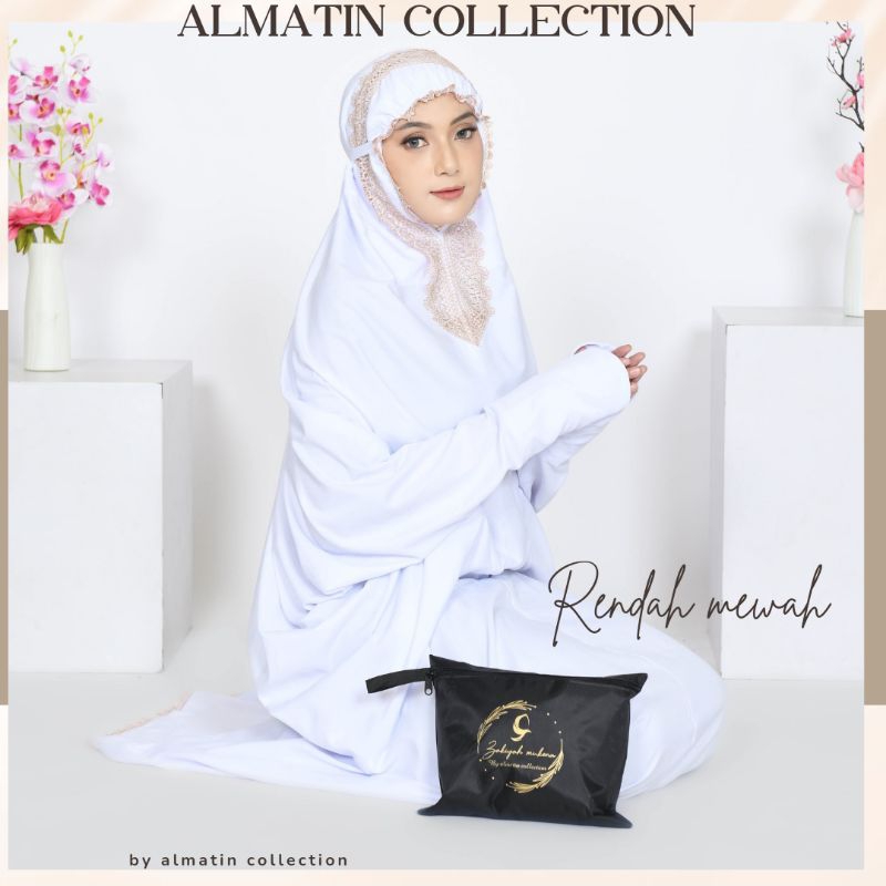 Mukena Terusan Dewasa Premium Jumbo Mukenah Lajuran Renda Mewah