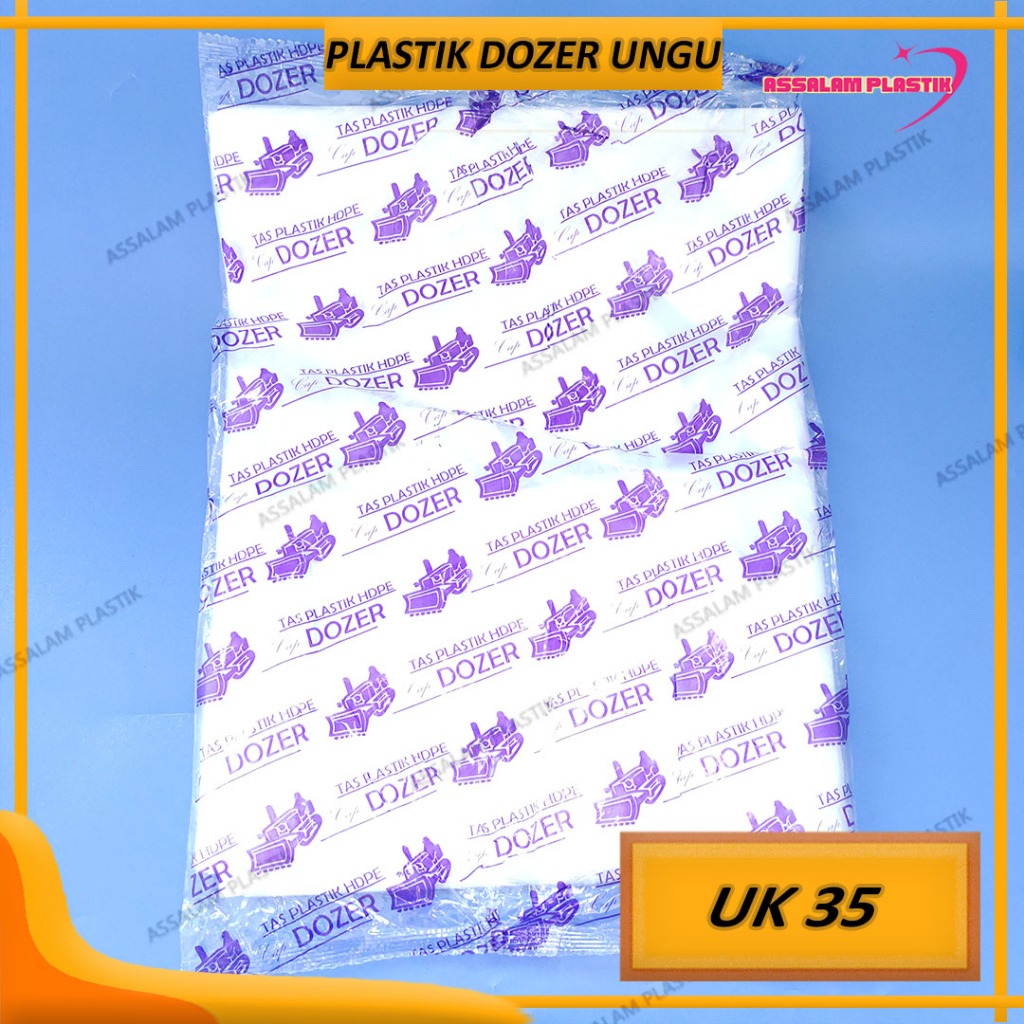 Plastik Bening cap Dozer Ungu / Kresek Dozer Ungu Uk 35 / Kresek Dozer Bening