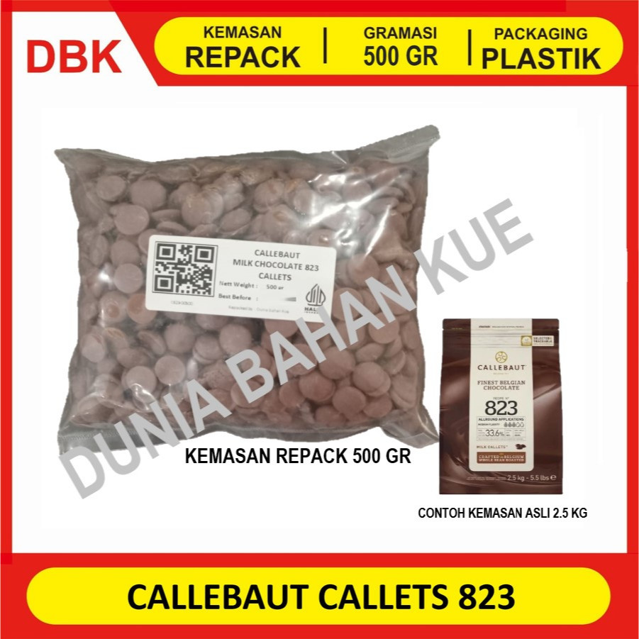 

REPACK 500 GR - CALLEBAUT MILK CHOCOLATE 823 COUVERTURE 33,6% / COKLAT