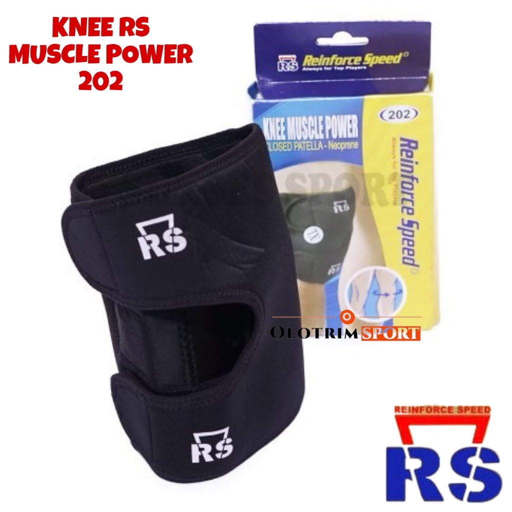 KNEE RS MUSCLE POWER 202 Closed Patella Neoprene Deker Lutut Badminton Original