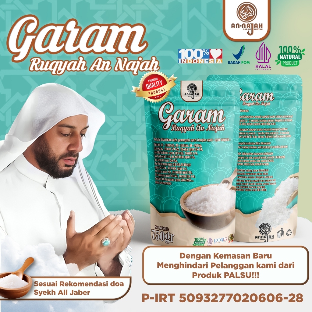 

Garam Ruqyah AnNajah Original - Meruqyah/Menetralisir Rumah, Tempat usaha dari Energi Negatif, Solusi Usaha laris dan lancar jodo