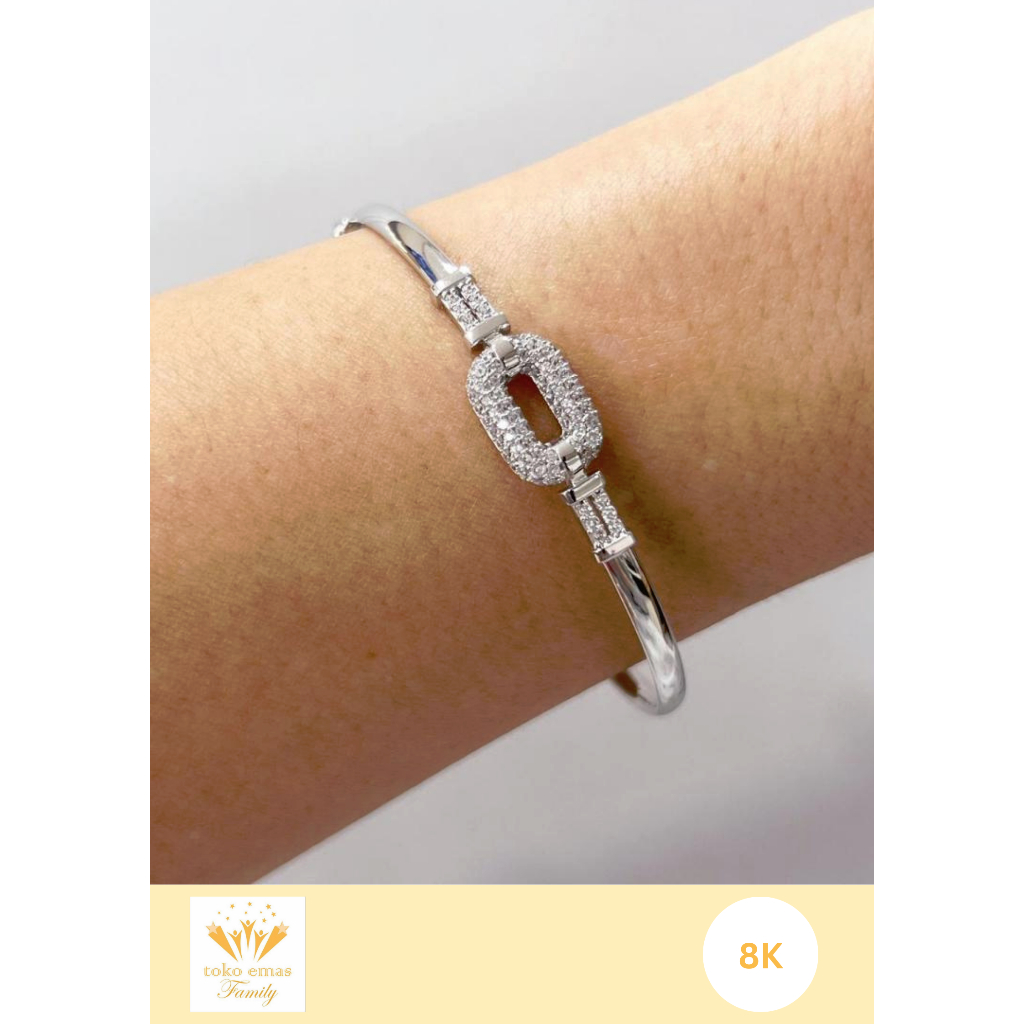Gelang Emas Putih Kadar 375 (8K) Model Bangle Berat 1 - 10 gram an