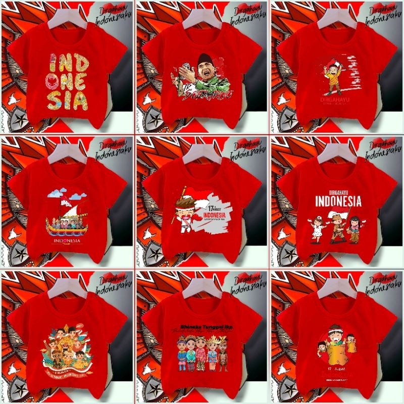 KAOS ANAK MURAH 17 AGUSTUS TERBARU KEREN UNTUK LOMVA INDONESIA ANAK SEKOLAH