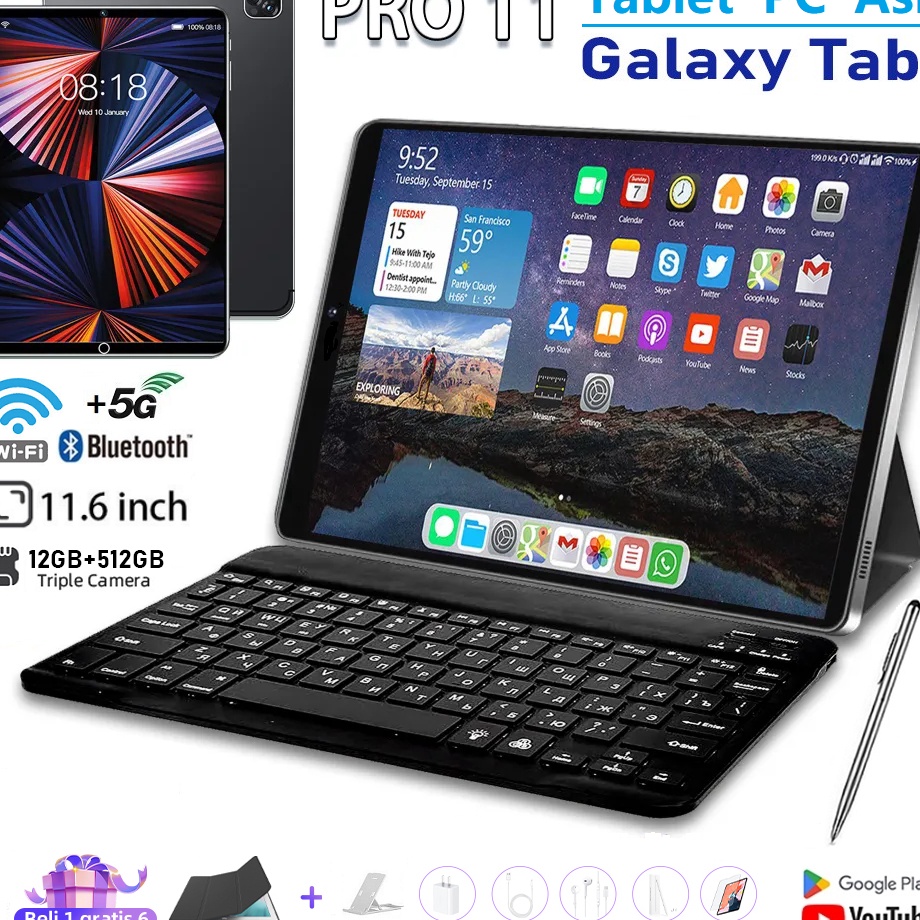 Best 224 New Bisa COD Tablet PC Baru Pro11 Galaxy Tab Tablet Android 12GB512GB 116inch Layar Full Sc