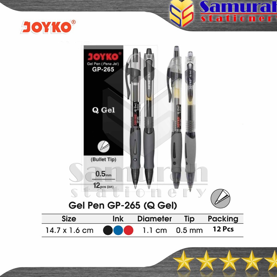 

KODE X86R Gel Pen Joyko Q Gel GP 265 GelPen QGel GP265 5 mm Pulpen JK GP265 Hitam Biru Merah Cetek