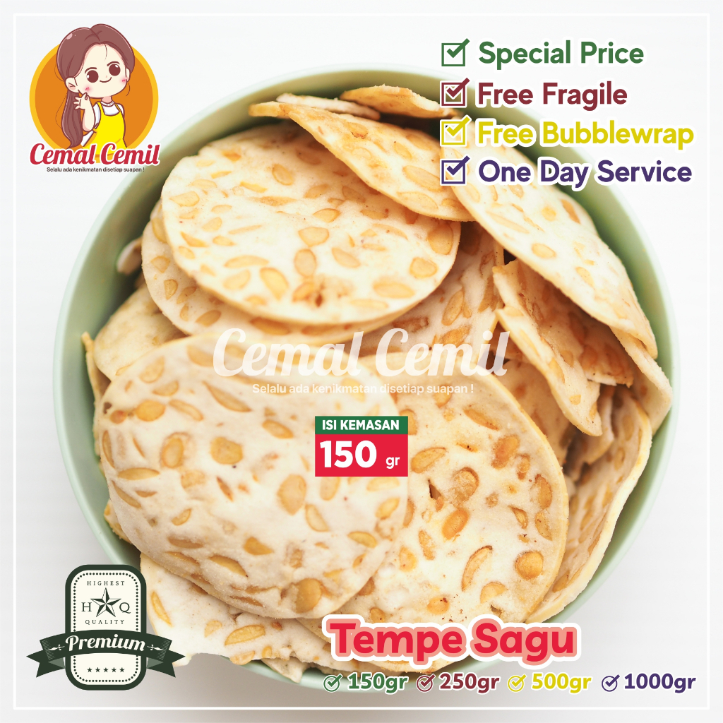 

Cemal Cemil : Paling Laris : Tempe Sagu/Kripik Tempe 150gr-Snack/Cemilan/Camilan