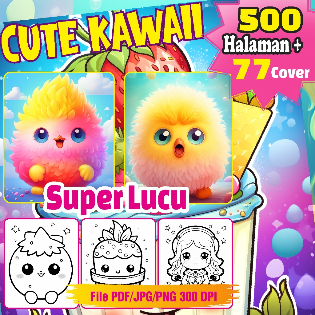 

500 Halaman Mewarnai Kawaii Super Lucu untuk Anak-anak / Coloring Book