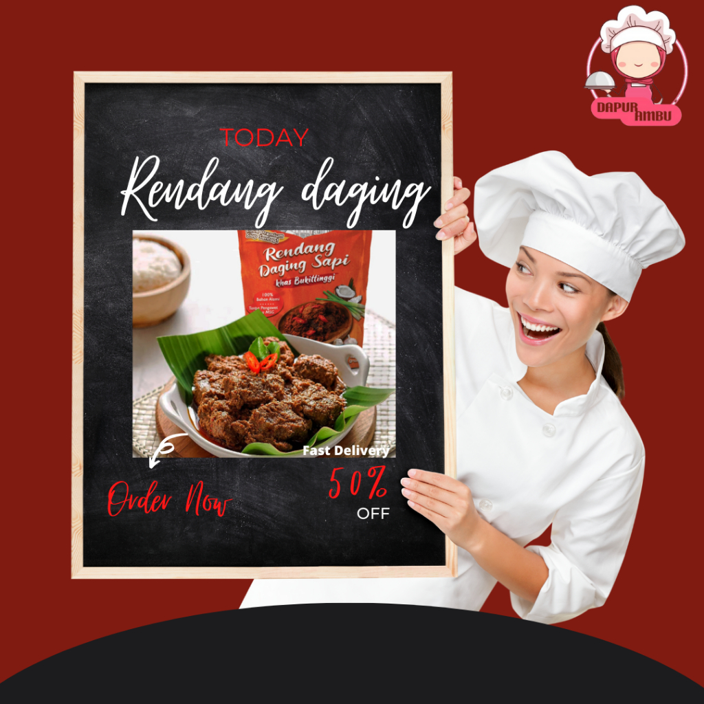 

[Paket Hemat 2 Pack] @200gr Rendang Daging Sapi Asli Khas Padang Halal Dapur Ambu Kemasan Siap Saji | PAKET HEMAT Rendang sapi foodenna dapat 2 pcs @200 gr | Rendang Daging Sapi Asli Padang | Paket Padang Rendang Sapi Paru Goreng Santapan Minang | pouch