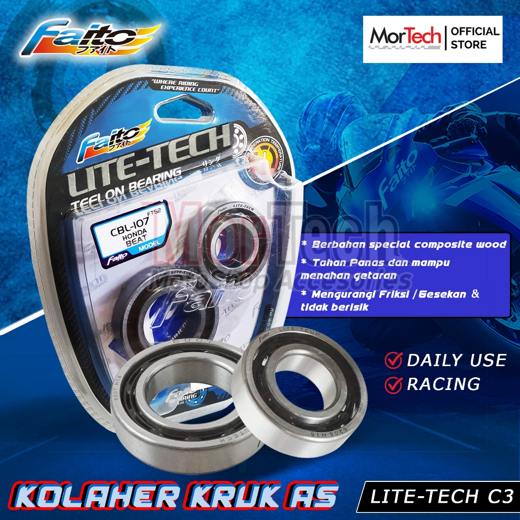 Faito Lite-Tech C3 Bearing Kolaher Klaher Laher Kruk As 6205 & 6007 For Beat KVY/Karbu Beat FI Scoop