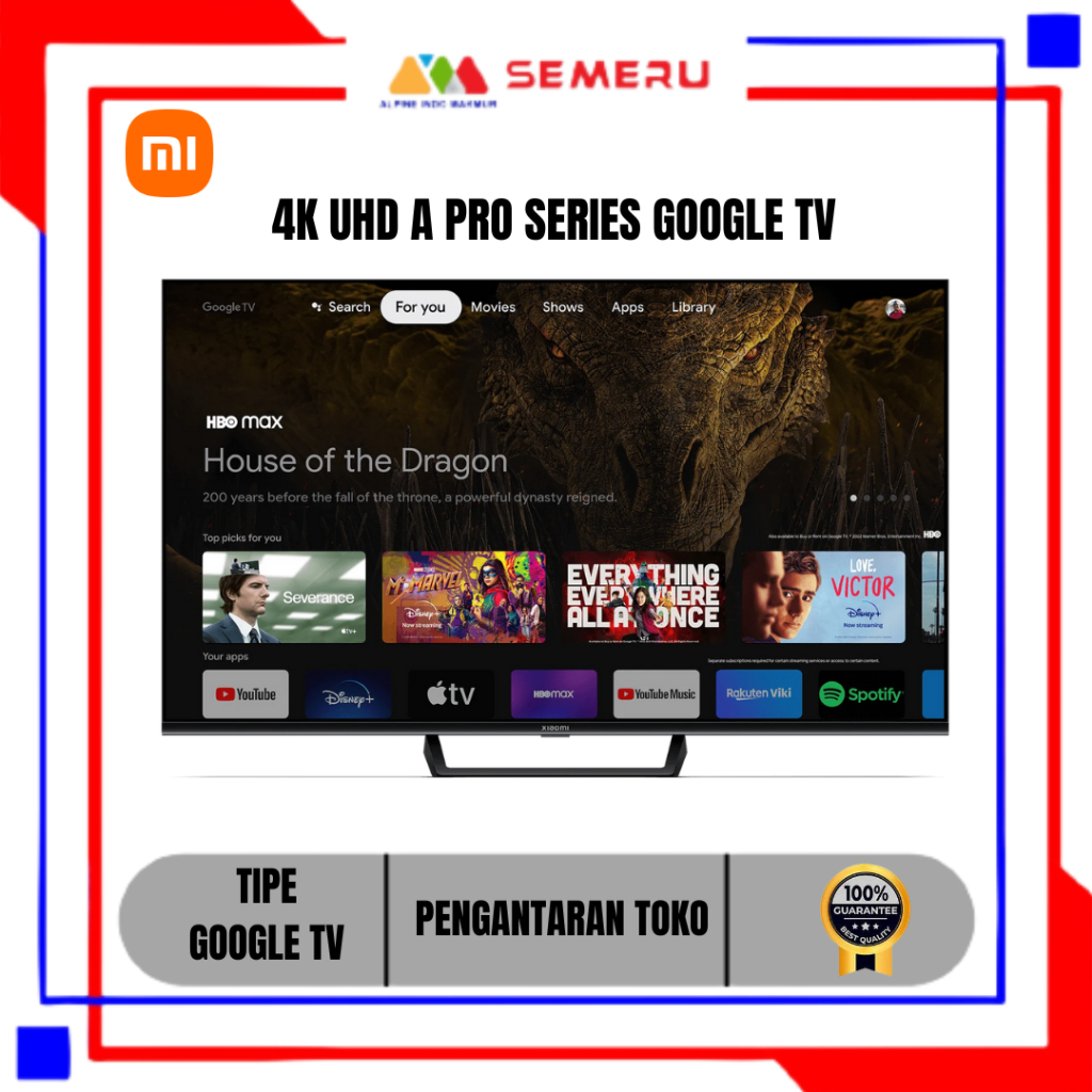 XIAOMI TV A2 43"INC / 55 INC / 65 INC  UHD A PRO SERIES GEOGLE TV,YOUTUBE,WIFI GARANSI RESMI XIAOMI 