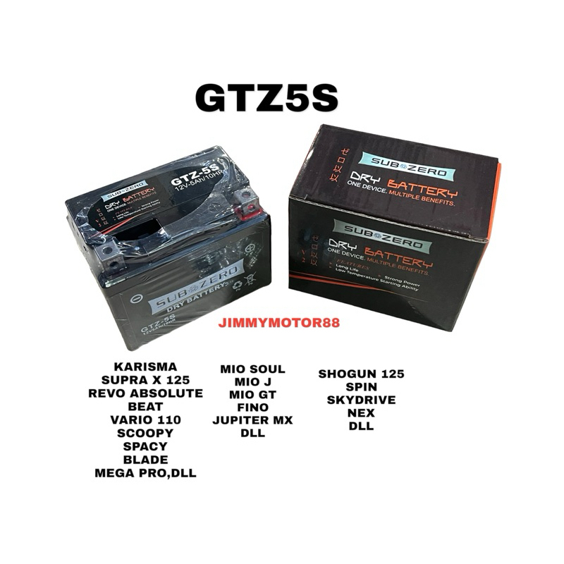 BATTERY AKI MOTOR KERING ACCU GTZ5S 12V-5AH/10HR KARISMA SUPRA X 125 BEAT VARIO 110 SCOOPY MIO SOUL 