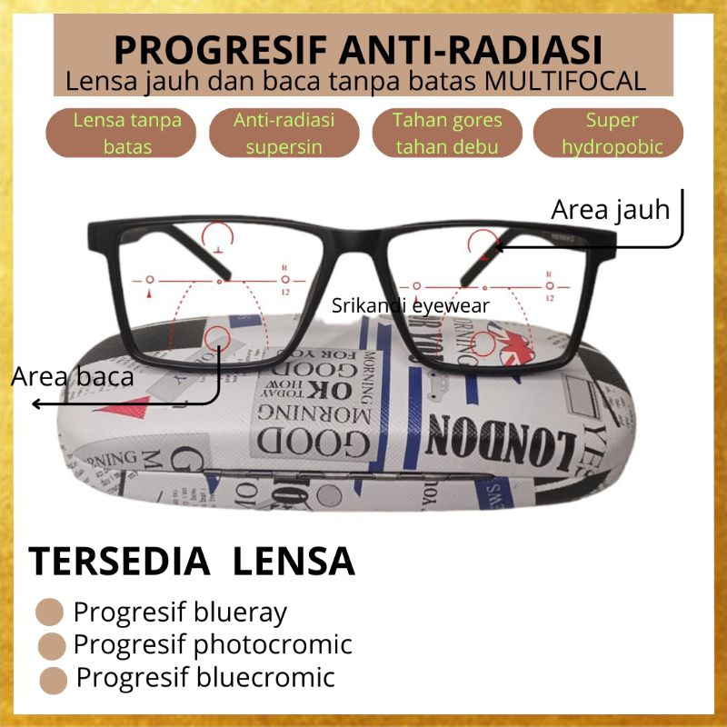 kacamata progresif plus baca jalan anti-radiasi | kacamata progresif tanpa batas | kacamata progresi