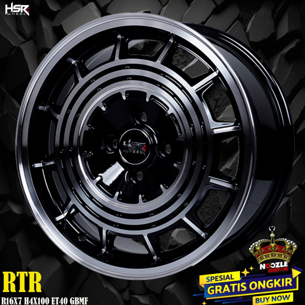 Pelek Racing Jazz Yaris Brio Ring 16 Single PCD Baut 4 Velg Ban Mobil HSR Type RTR