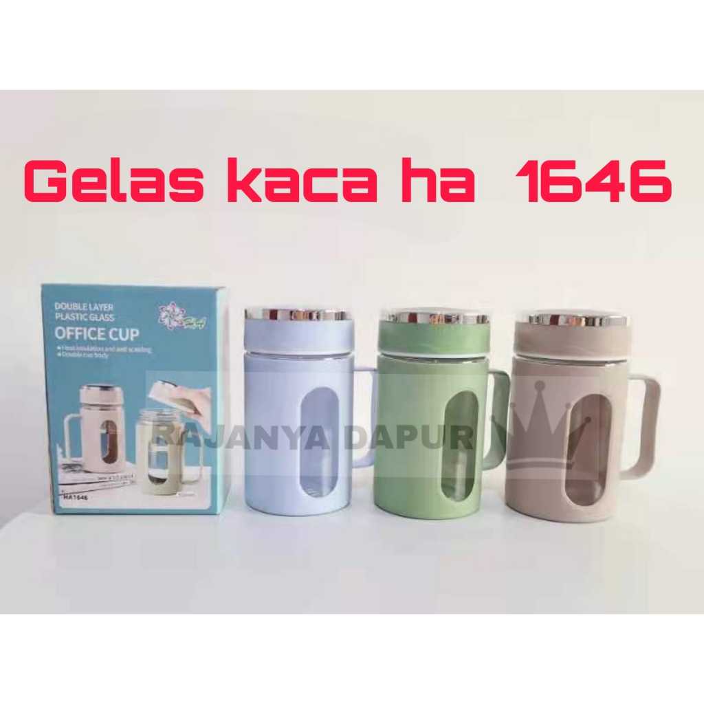 Gelas kaca ha 1646 - gelas kantor - gelas souvenir - Gelas 500ml - botol kaca 500 ml - gelas ha - mu