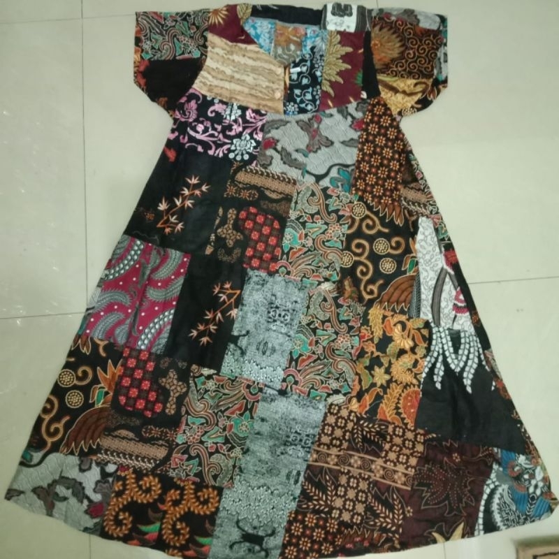 Daster Kencana Ungu Batik - Motif Perca - Leher Sleting - Busui - Bumil - Centini Hitput