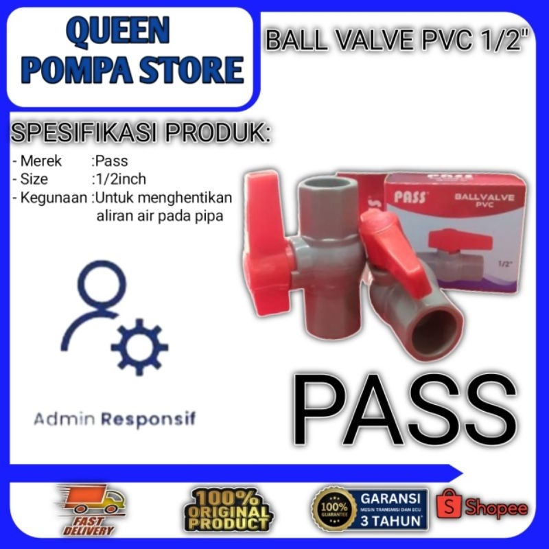 ballvalve/stop kran 1/2in pass bergaransi anti bocor dan tahan lama